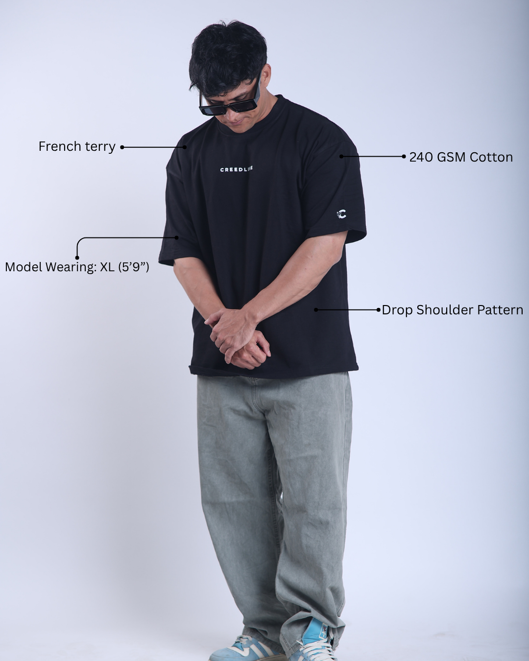 Black Solid Oversized Tshirt - (Black Solid)