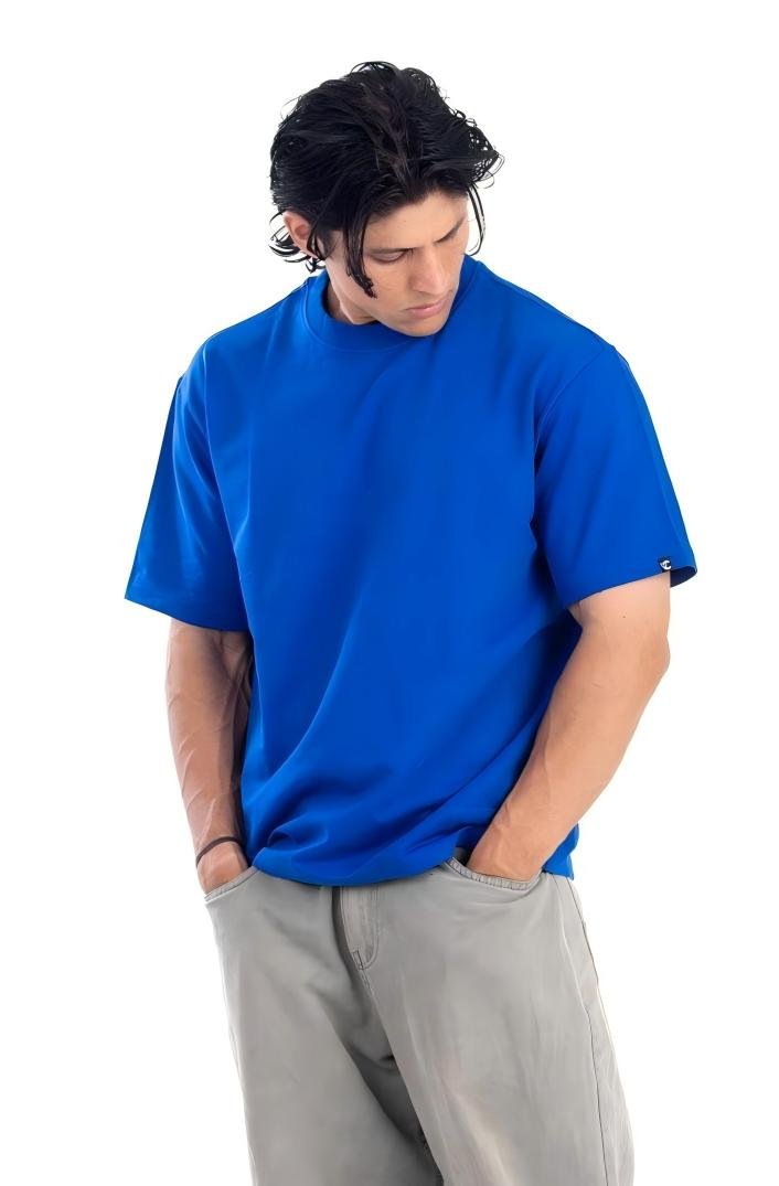 Solid Round Neck Oversized Tshirt - 100% Cotton (260 GSM heavy weight)