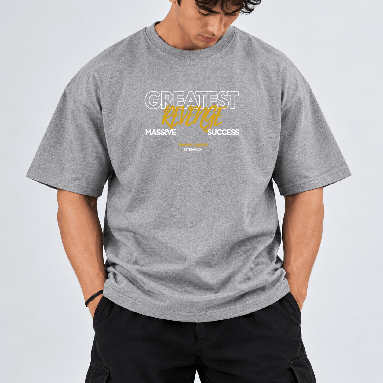 Grey Printed Oversized Tshirt