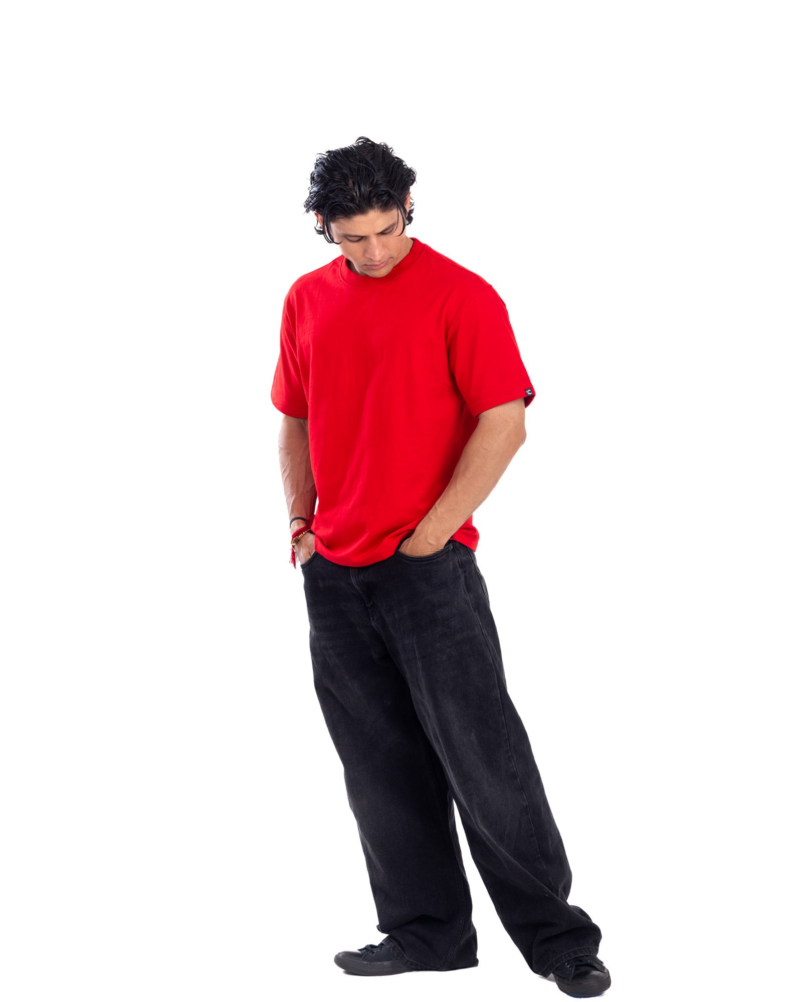Red Solid Round Neck Oversized Tshirt - 100% Cotton (260 GSM heavy weight)