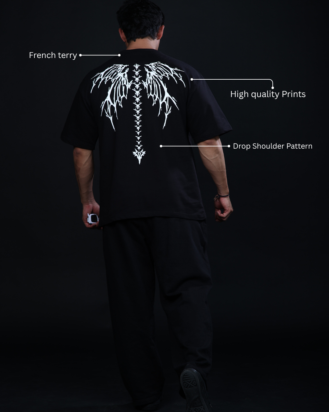 Stoic Black 240 GSM Oversized Tshirt